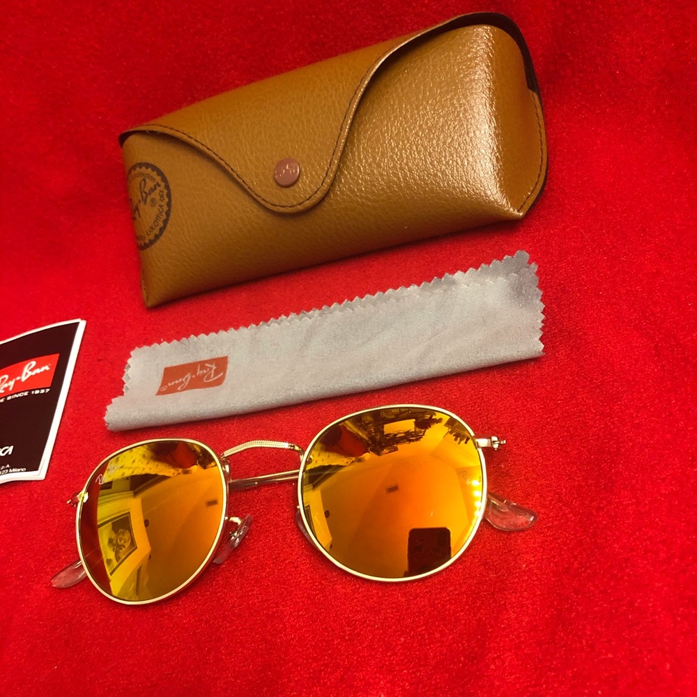 Ray-Ban Round Orange Unisex Sunglasses - Picture 3 of 5